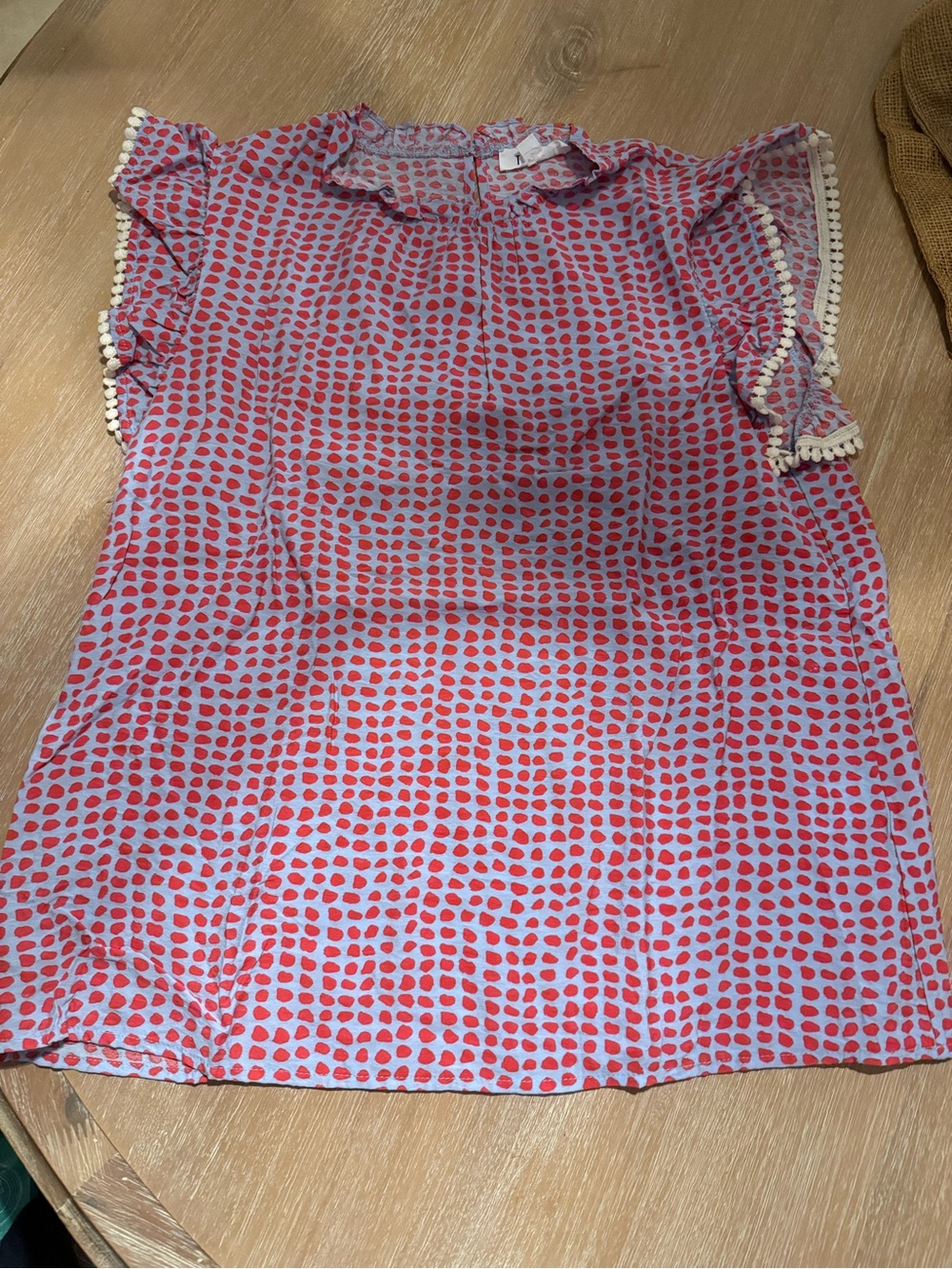 THML Pink and Red Printed Ruffle Sleeve Tank Top